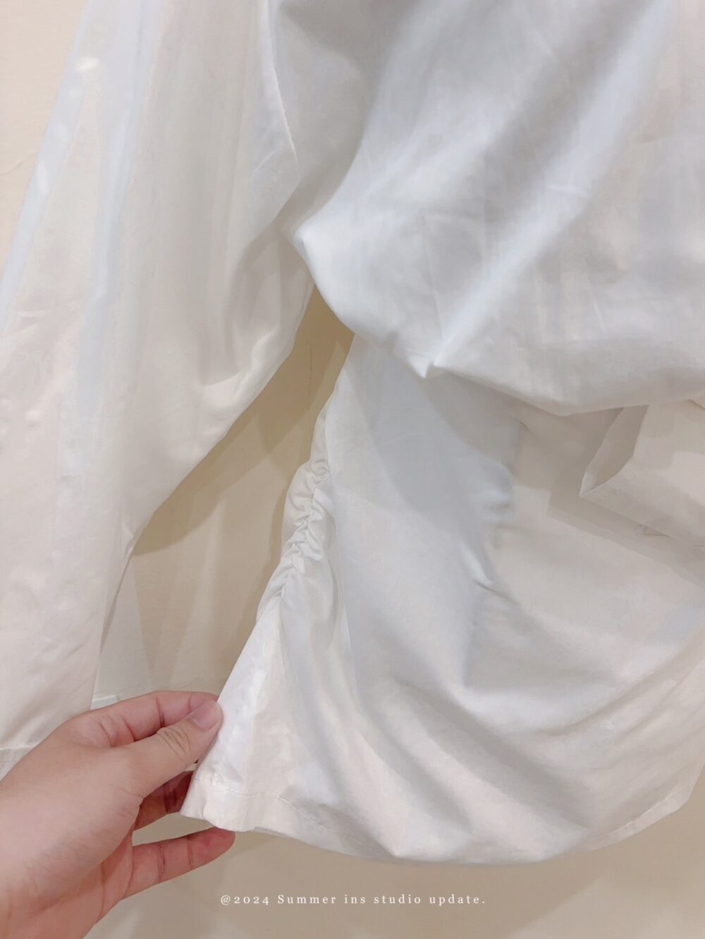 #3250 高级感韓式純欲白色襯衫收腰包臀短洋