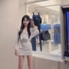 #3250 高级感韓式純欲白色襯衫收腰包臀短洋