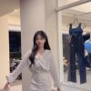 #3250 高级感韓式純欲白色襯衫收腰包臀短洋