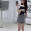 #1531高級復古造型牛仔褲裙