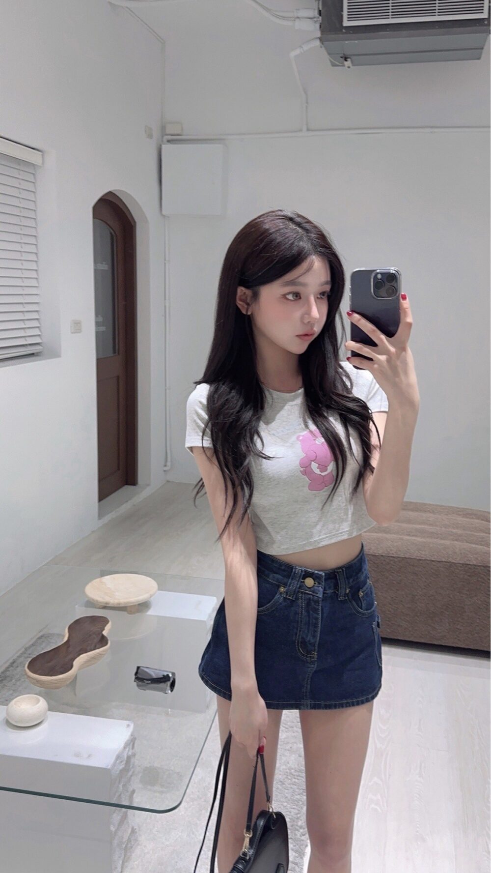 #1458 愛心小熊印花甜美氛圍短T