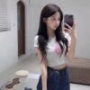 #1458 愛心小熊印花甜美氛圍短T