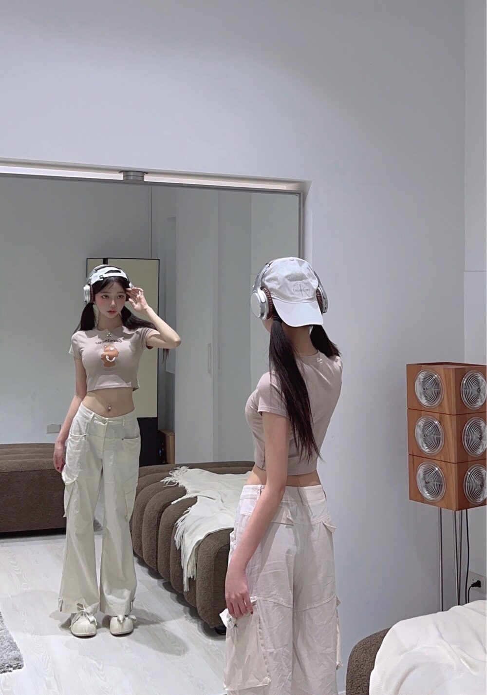 #1458 愛心小熊印花甜美氛圍短T