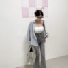 #11344少女狙擊器 蝴蝶結口袋牛仔喇叭長褲