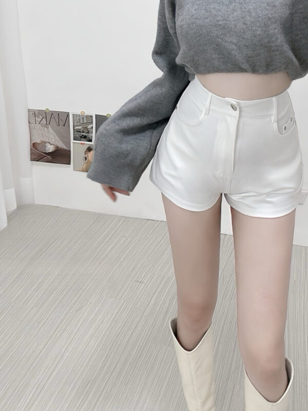 #09009 QQ彈性高腰一粒釦短褲