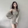 #8881-1 繞脖背心+包臀裙+外套 三件組