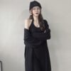 #922 長版針織外套+掛脖美背針織 +落地寬褲