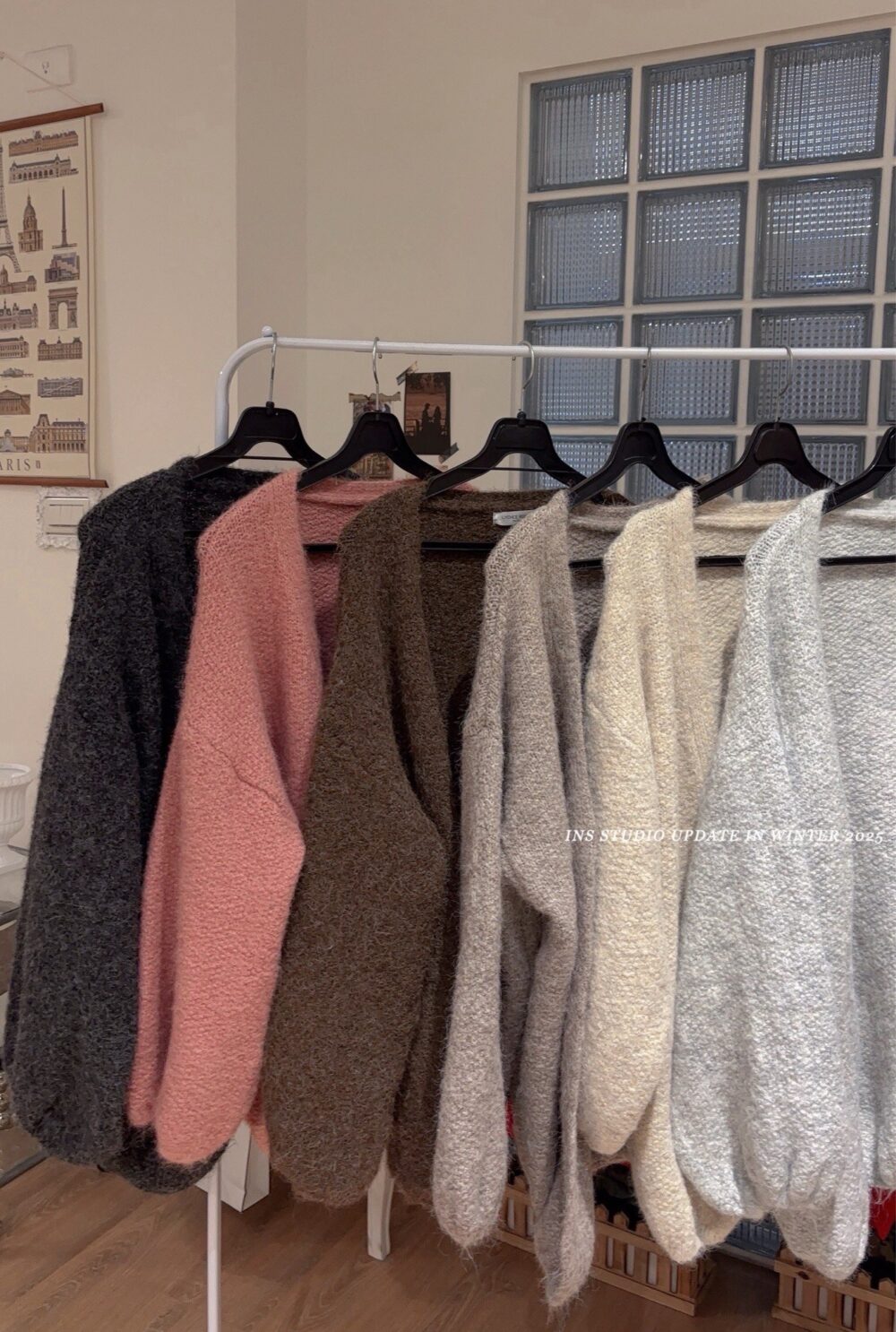 #15393毛圈蓬鬆感 澎袖縮口版長版針織毛衣外