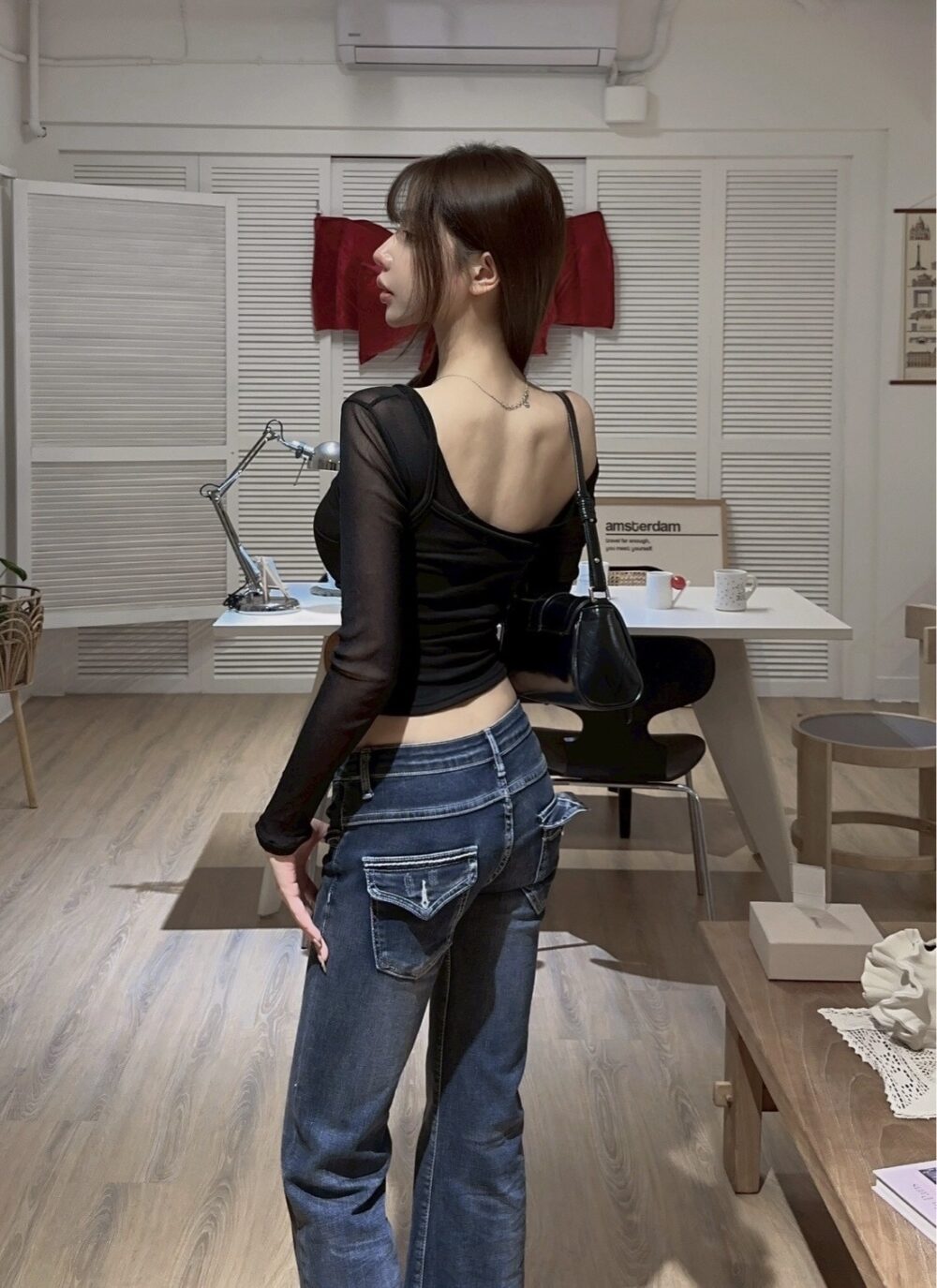 #0003 網紗給的氛圍感！絕美斜肩背心+網紗上衣