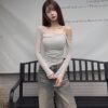 #0003 網紗給的氛圍感！絕美斜肩背心+網紗上衣
