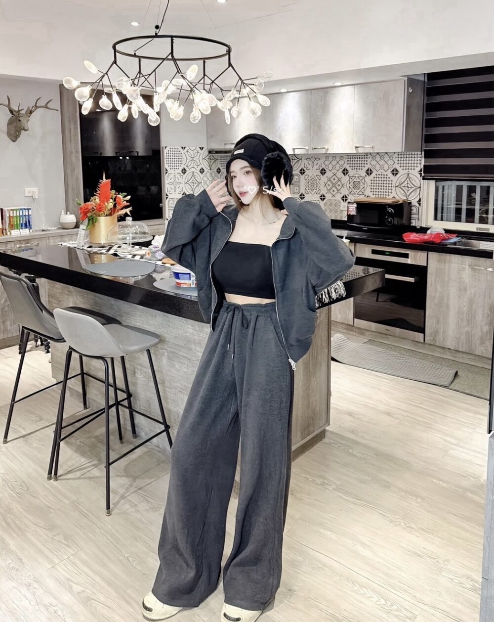 #7138 韓國重磅1:1 舒適料質立領外套+長褲SET