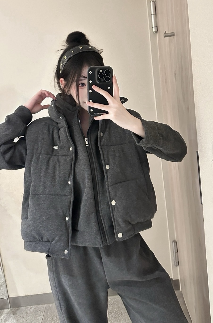 #1101-4連帽拉鍊內刷毛外套＋背心＋內刷毛長褲3件set