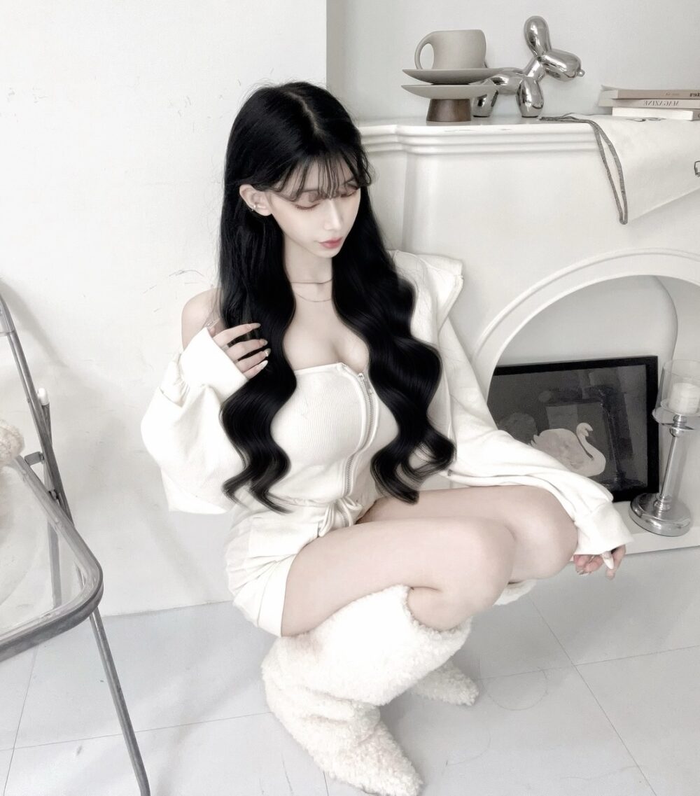 86902 拉鍊口袋鬆緊綁繩連身洋+連帽短版外套2件Set