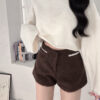 #2900琥珀時光|蕾絲造型設計毛呢短褲