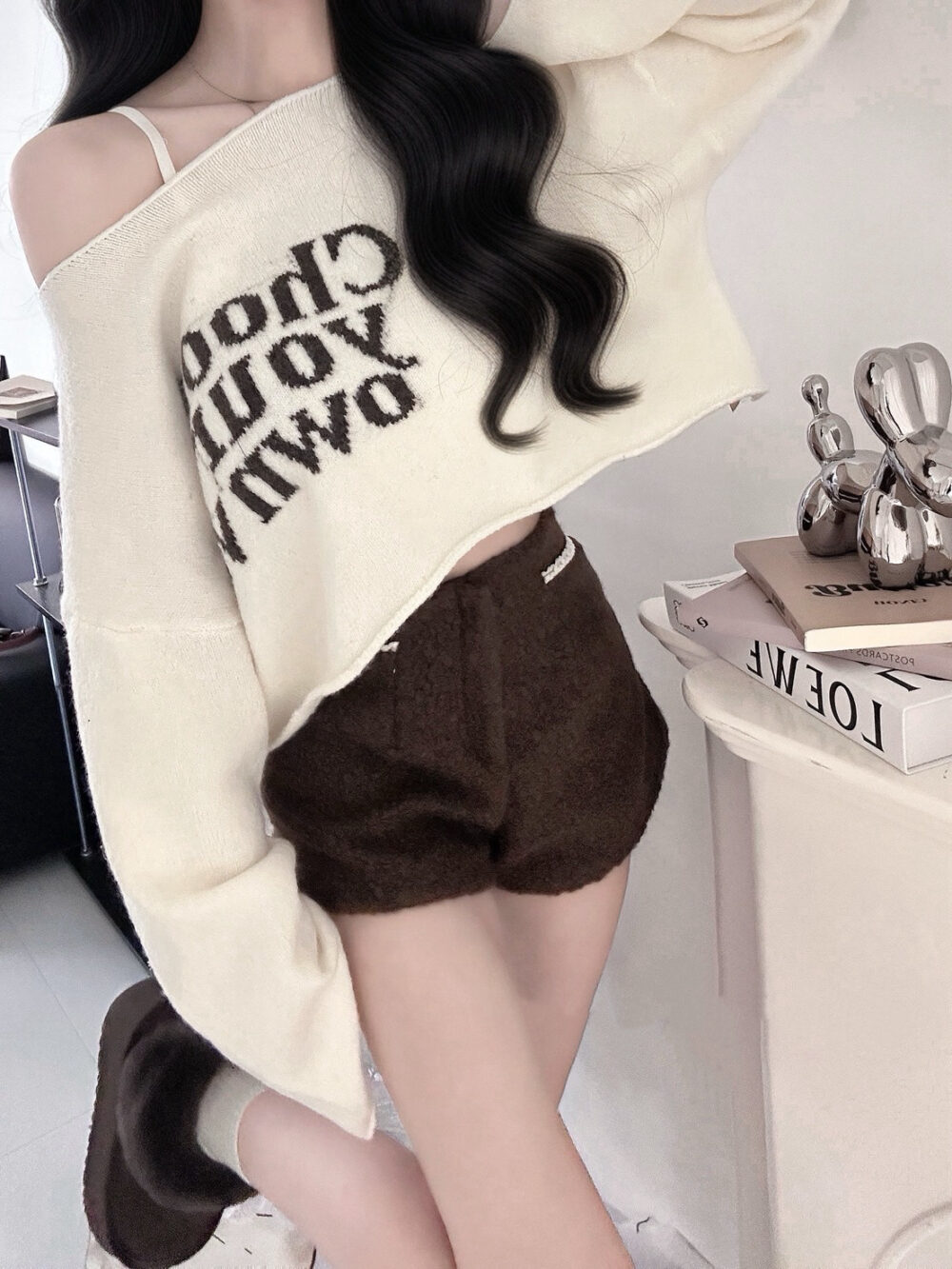 #2900琥珀時光|蕾絲造型設計毛呢短褲