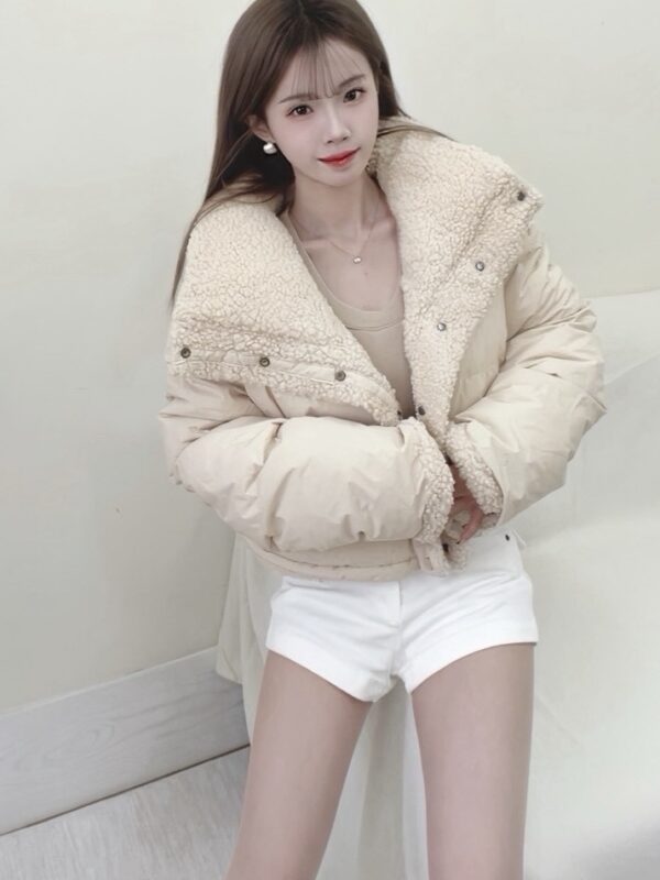 #8110羊羔毛翻領縮腰短版外套