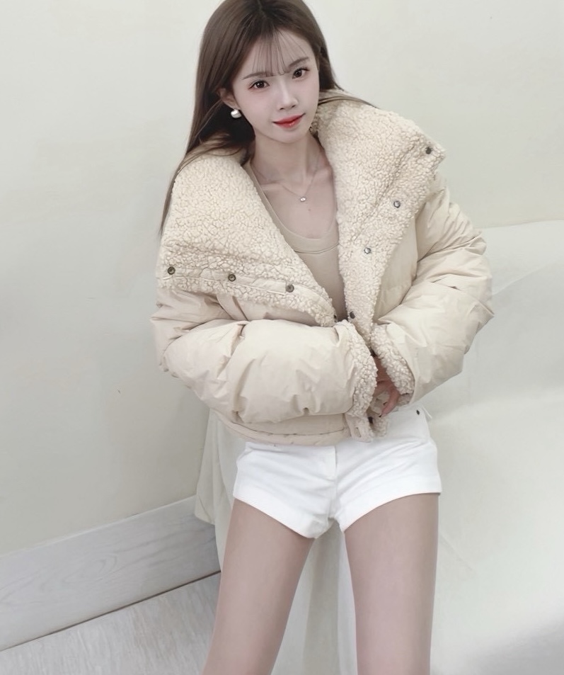 #8110羊羔毛翻領縮腰短版外套