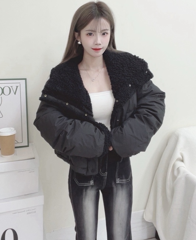 #8110羊羔毛翻領縮腰短版外套