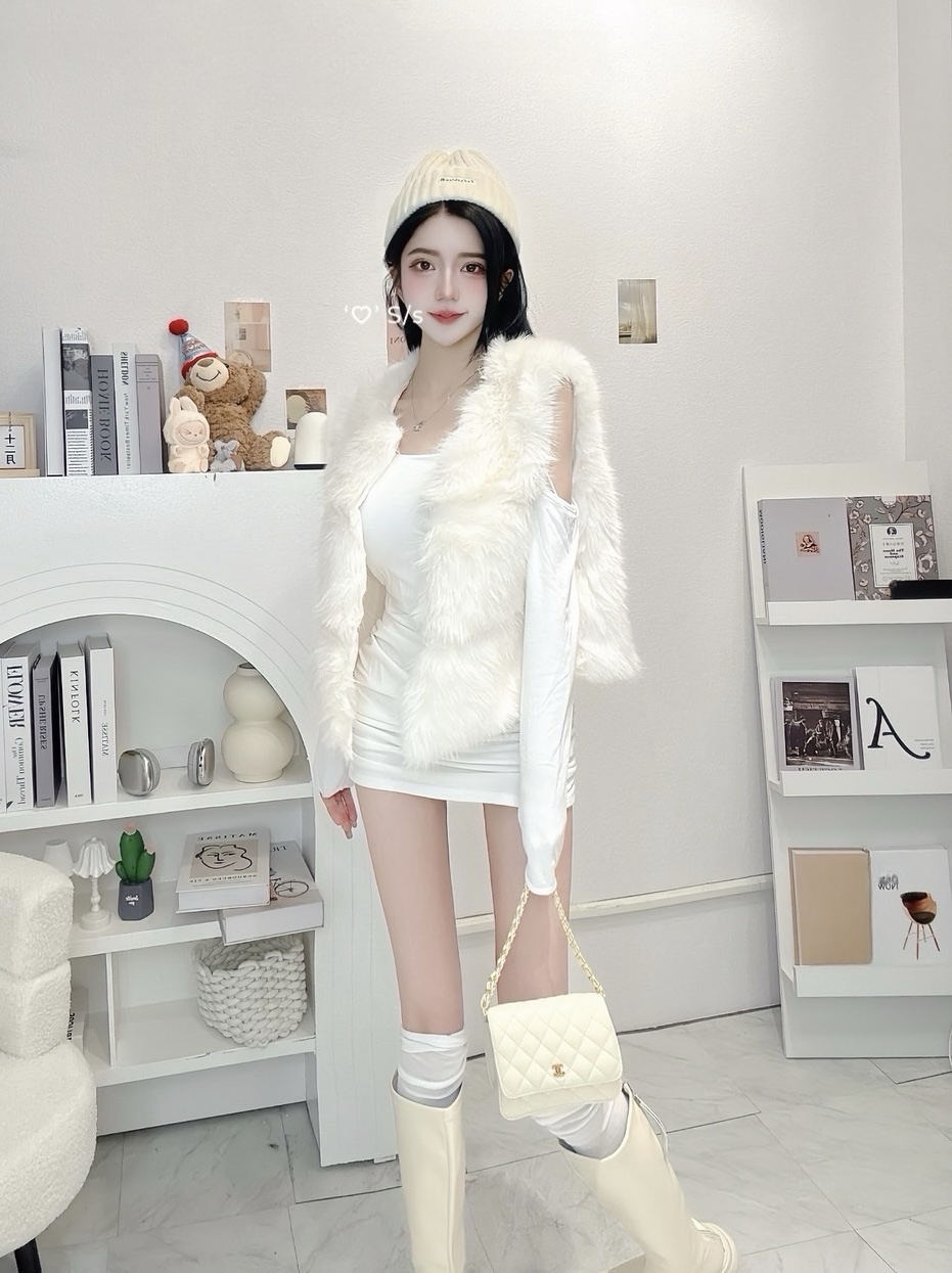 #3096 單肩內杯抓皺內磨毛連身短洋