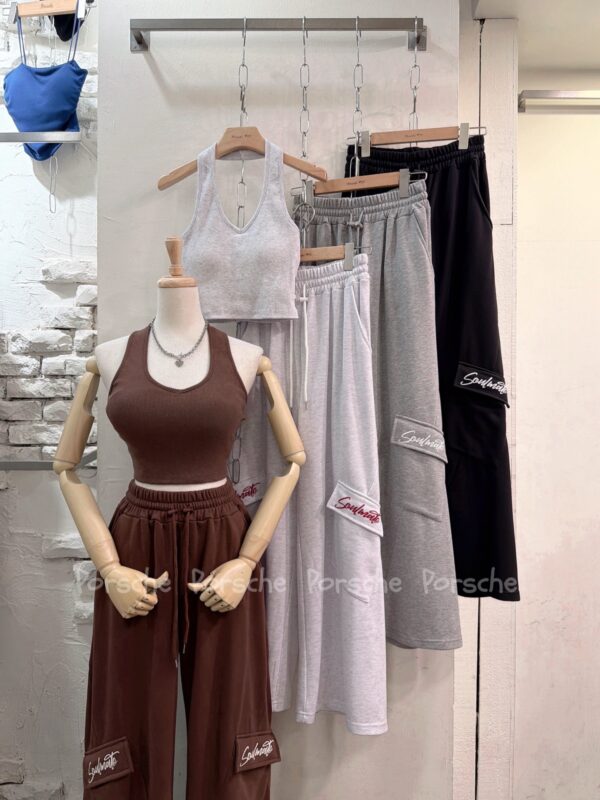 #3693 套脖口袋字彎刀褲套裝