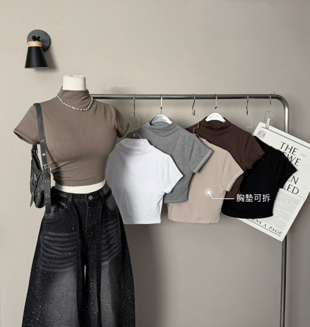 #0269韓版百搭半高領反車線Bra T