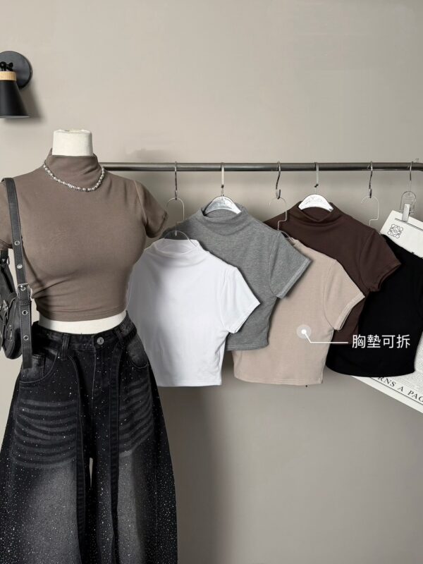 #0269韓版百搭半高領反車線Bra T