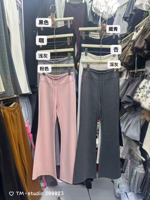 #8922 高腰抽繩長腿喇叭褲(無口袋)