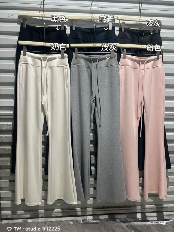 #2888 高腰抽繩長腿喇叭褲(有口袋)