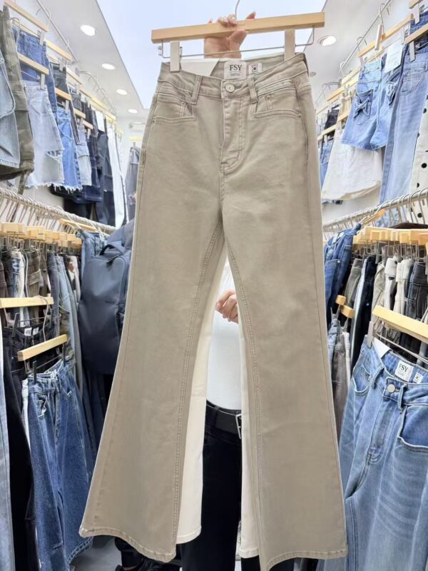 #3589 素面質感高腰喇叭牛仔褲