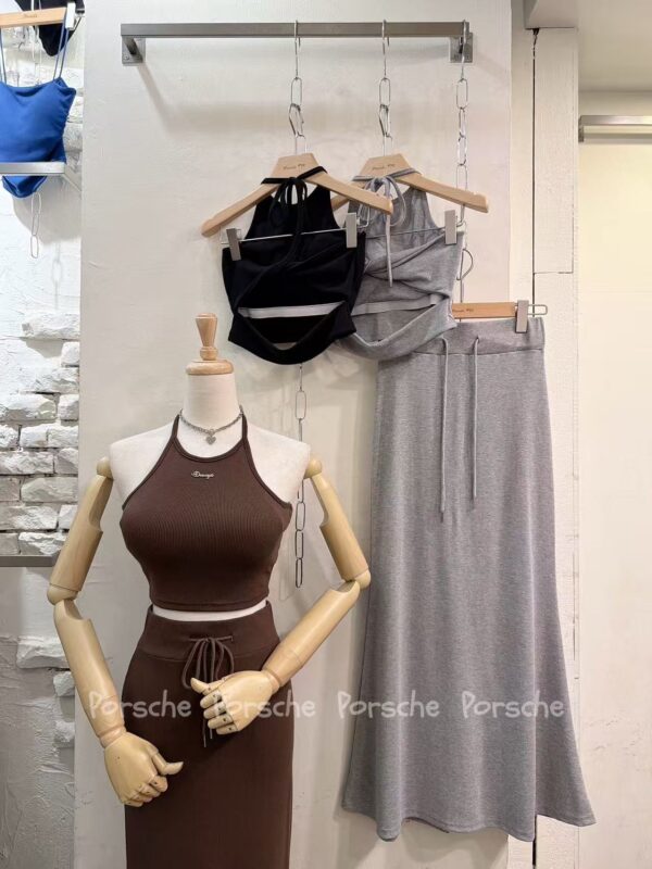 #9640 扭背削肩綁帶長裙套裝