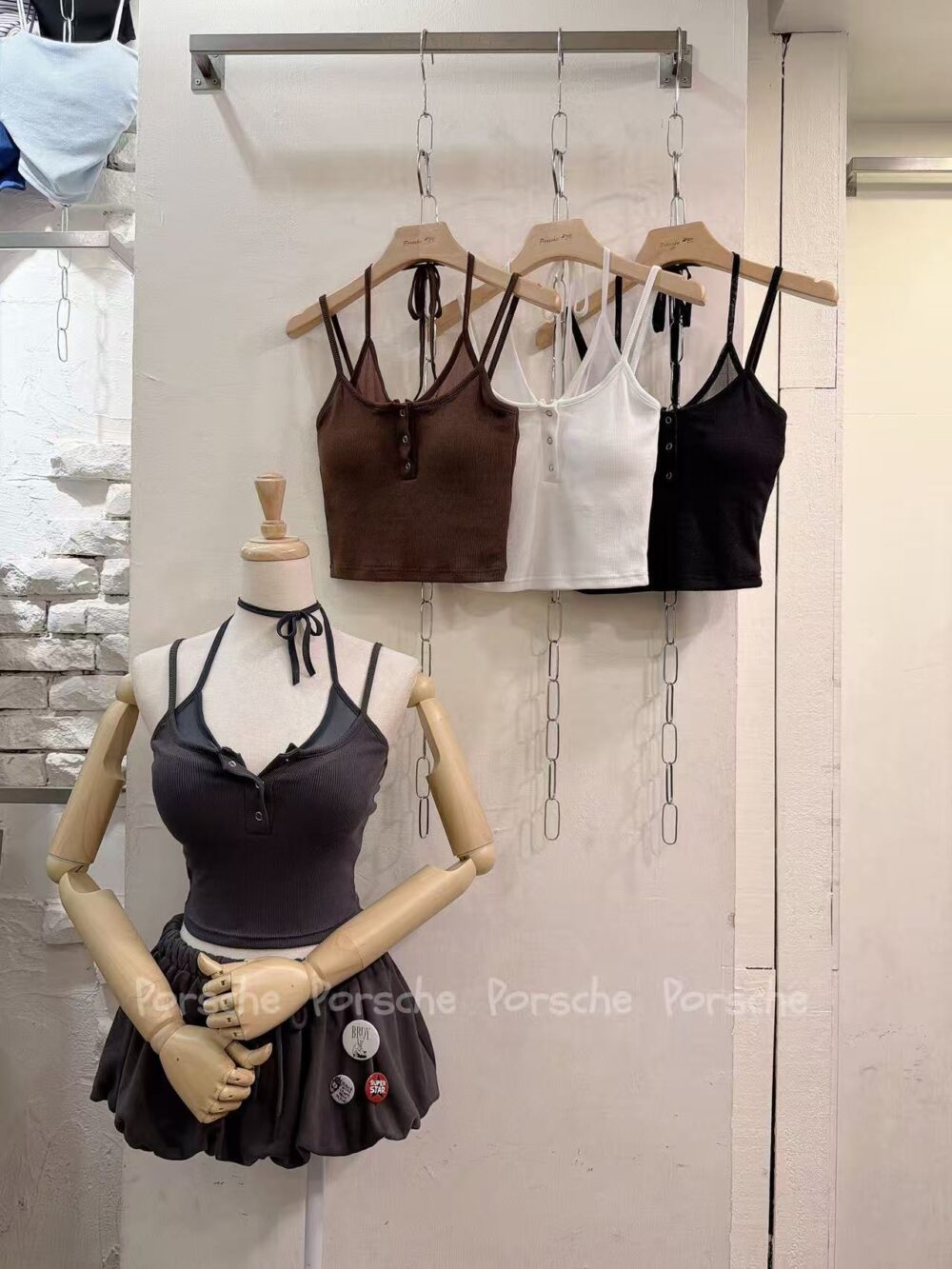 #6012假兩件綁紗背心