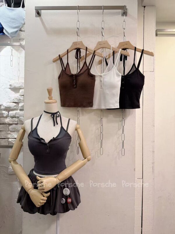 #6012假兩件綁紗背心