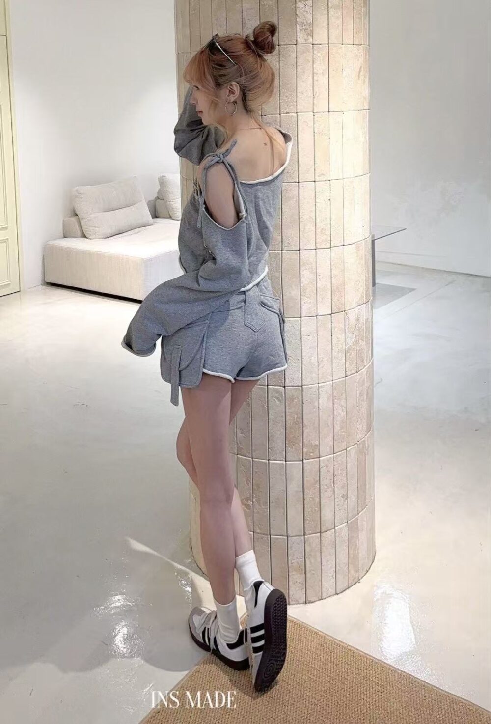 圖片_20260331235602_150_6 #973叛逆千金 復古破洞設計斜肩T恤+工裝短褲套裝