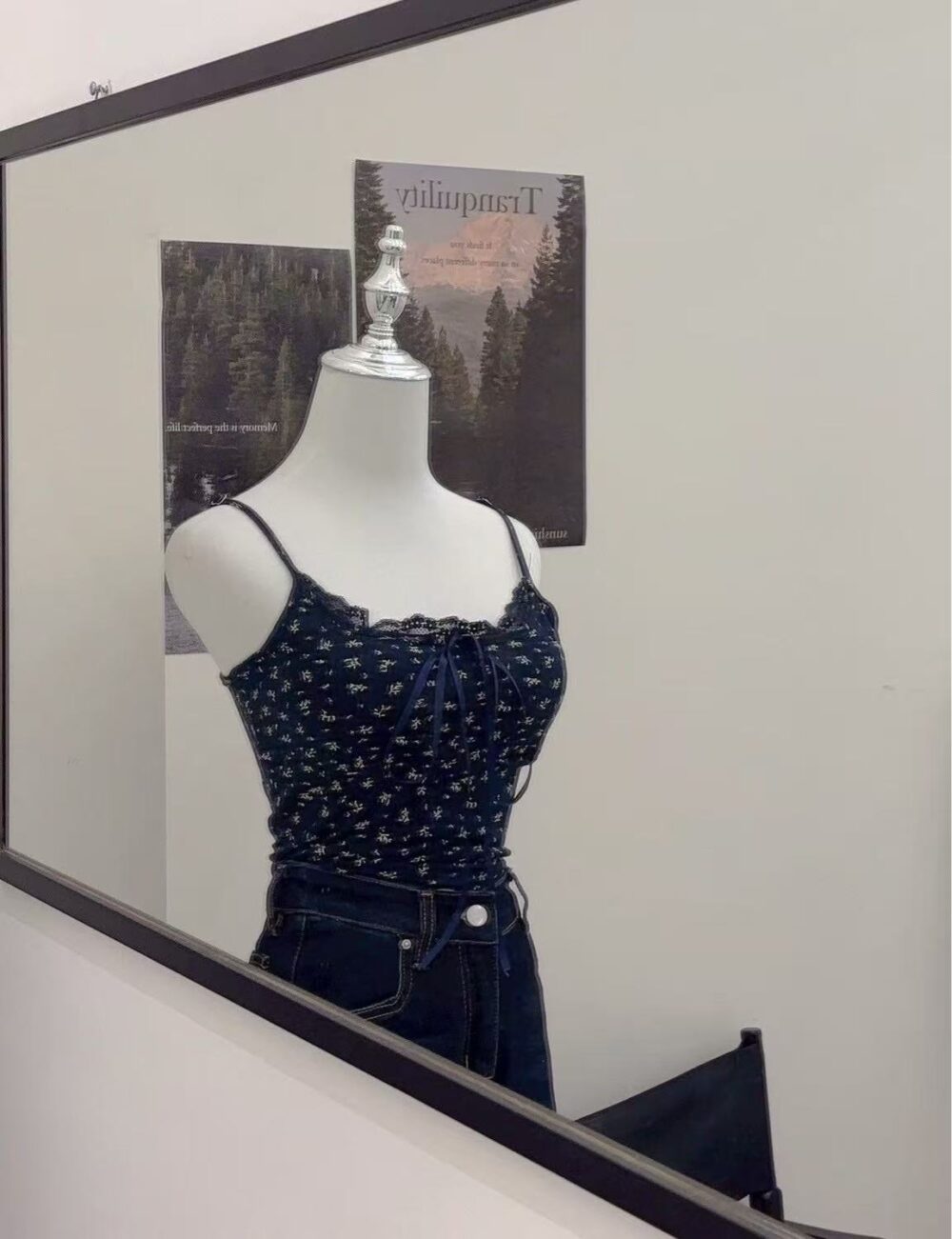 #8555-1 森系小碎花碎花吊帶+針織坎肩套裝