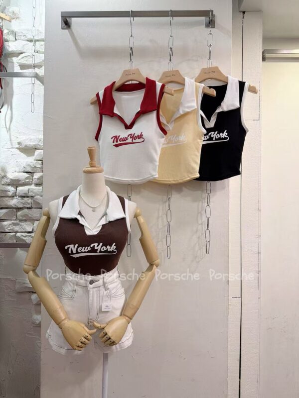 #9667 翻領紐約撞色背心