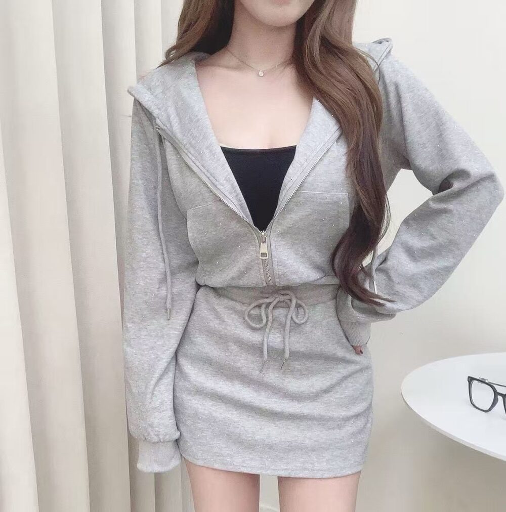 #171滿天星連帽外套褲裙套裝