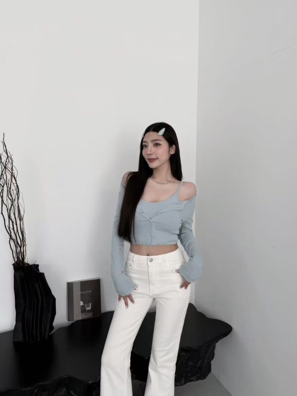 #0281軟萌系木耳邊外罩＋細肩小可愛兩件套