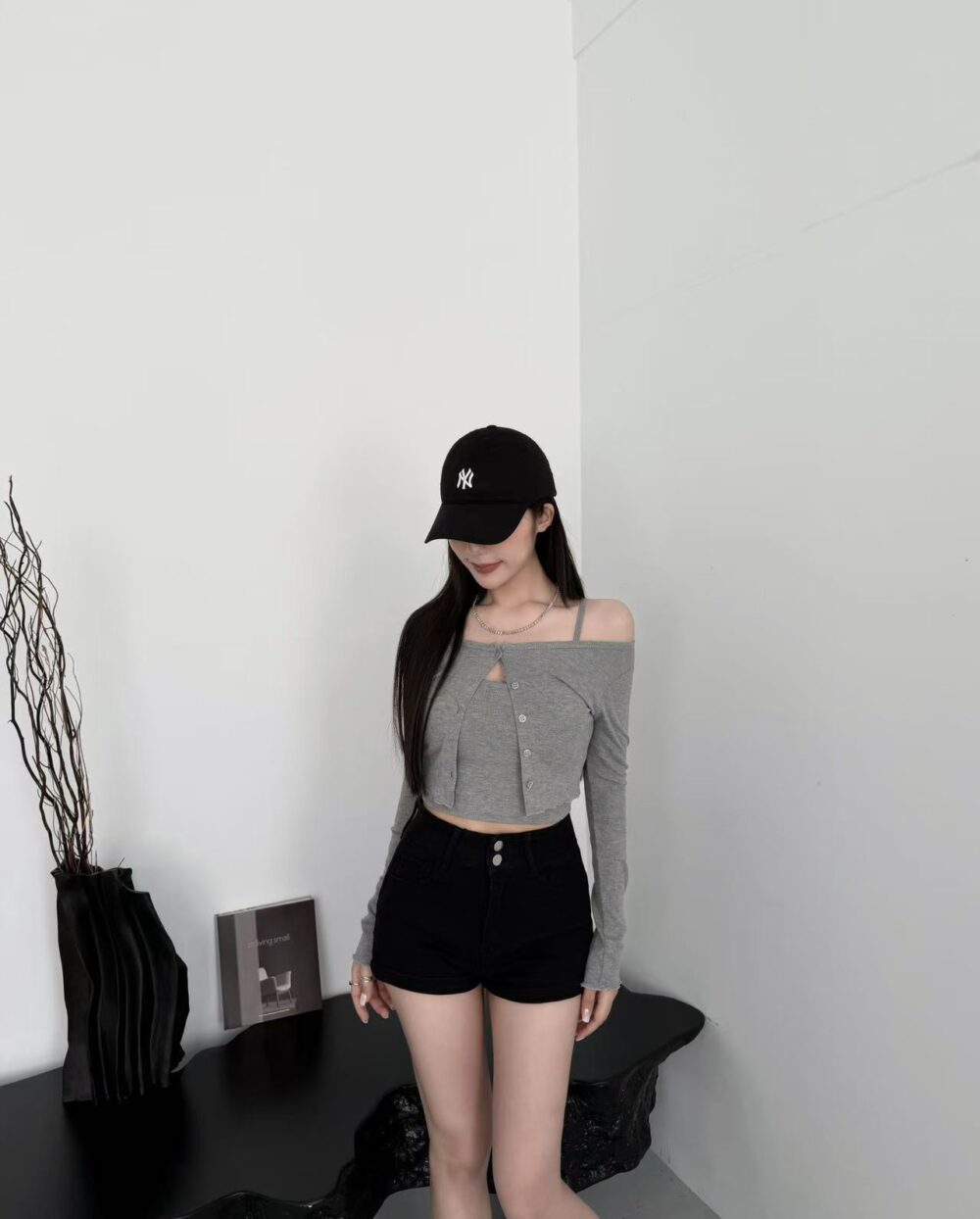 #0281軟萌系木耳邊外罩＋細肩小可愛兩件套